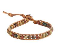 KELITCH Agate Beads Strand Bracelets Leather Wrap Bracelet Handmade Cuff Adjustable Bracelet New (Brown)