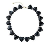 KELITCH Chunky Heart Necklaces for Women Trendy Boho Multicolor Resin Acrylic Beaded Necklace Love Bead Choker, resin acrylic