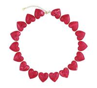 KELITCH Chunky Heart Necklaces for Women Trendy Boho Multicolor Resin Acrylic Beaded Necklace Love Bead Choker, resin acrylic