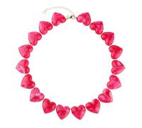 KELITCH Chunky Heart Necklaces for Women Trendy Boho Multicolor Resin Acrylic Beaded Necklace Love Bead Choker, resin acrylic