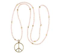KELITCH Classic Peace Pendant Necklace Love Hippie Frosted Crystal Beaded Necklaces (Bling Pink)
