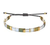 KELITCH Colorful Friendship Stretch Bracelets Candy Miyuki Beads Bracelets Adjustable Mixed Strand Bracelets - Green 01I