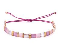 KELITCH Colorful Friendship Stretch Bracelets Candy Miyuki Beads Bracelets Adjustable Mixed Strand Bracelets - Light Purple 01D