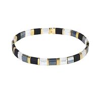 KELITCH Colorful Friendship Stretch Bracelets Candy Miyuki Beads Bracelets Mixed Strand Bracelets - Black 02E