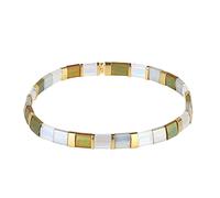 KELITCH Colorful Friendship Stretch Bracelets Candy Miyuki Beads Bracelets Mixed Strand Bracelets - Green 02I