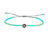 KELITCH Evil Eye Seed Beaded Bracelets Handmade Friendship Strands Bracelets Adjustable Charm Bangles (Blue 02B)
