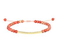 KELITCH Friendship Bracelets Handmade Single Strand Gold Beaded Bar Bracelets Chic Bangle (Red H)