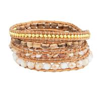 KELITCH Layered Leather Bracelet Bohemian Style Multilayer Wrap Bracelet Handmade Agate Crystal Beaded Shell Bangle - Color 06C