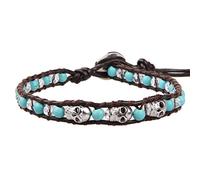 KELITCH Leather Wrap Bracelet Agate Crystal Mixed Skull Bracelet Friendship Bracelets New