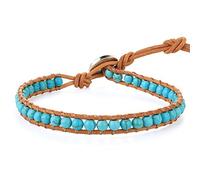 KELITCH Natural Turquoise Beads Wrap Bracelet New Crystal Strand bracelet for Womens (Blue 20B)