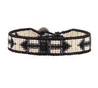KELITCH New Miyuki Beaded Strand Bracelet New Leather Wrap Bracelets Woven Braided Womens Bracelets (Black)