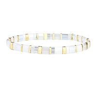 KELITCH New Miyuki Tila Bead Bracelets Charm Stretch Bracelets Stackable Wrap Bracelets for Women Jewelry (White Clear 08F)