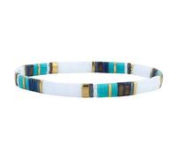 KELITCH New Miyuki Tila Bead Bracelets Charm Stretch Bracelets Stackable Wrap Bracelets for Women Jewelry (White Vein 08L)