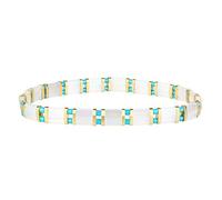 KELITCH New Miyuki Tila Beaded Stretch Bracelets Women Tila Bracelets Stackable Friendship Bracelets - Clear White 10G