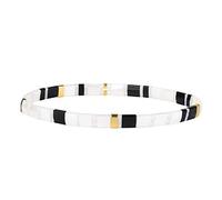 KELITCH New Miyuki Tila Beaded Stretch Bracelets Women Tila Bracelets Stackable Friendship Bracelets - White Black 11C