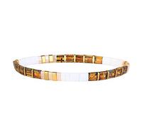 KELITCH New Miyuki Tila Beaded Stretch Bracelets Women Tila Charm Stackable Friendship Bracelets - White Coffee 11A