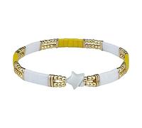KELITCH Star Charm Bracelets Tila Stretch Bracelets Women Friendship Bracelets Bangles Jewelry (Yellow 01G)