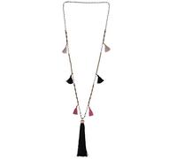 KELITCH Turquoise Beaded Necklace Bib Multicolor Tassel Long Strand Necklaces Beach Friendship Necklace (Black D)