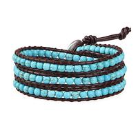 KELITCH Turquoise Wrap Bracelets Leather Woven Bracelets Handmade Beads Bracelets