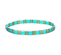 KELITCH Women Tila Beads Charm Bracelet Stretch Bracelets Candy Colors Wrap Friendship Bracelets - Blue G