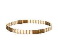 KELITCH Women Tila Beads Charm Bracelet Stretch Bracelets Candy Colors Wrap Friendship Bracelets - Gold Brown A