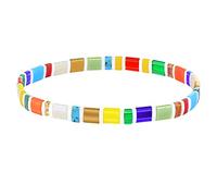 KELITCH Women Tila Beads Charm Bracelet Stretch Bracelets Candy Colors Wrap Friendship Bracelets - Q