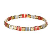 KELITCH Women Tila Beads Charm Bracelet Stretch Bracelets Candy Colors Wrap Friendship Bracelets - Red Brown F