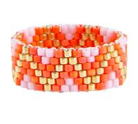 KELITCH Women's Handmade Seed Bead Elastic Ring Bohemian Geometric Pattern Bead Ring Fashion Stretchable Stackable Ring Friendship Jewelry Gift, tila beads