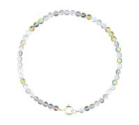 KELITCH Women's Matte Rainbow Glass Bead Necklace Aurora Gradient Color Change Beaded Neck Chain Women's Fashion Y2K Jewelry, natural stone