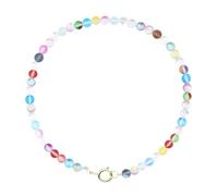 KELITCH Women's Matte Rainbow Glass Bead Necklace Aurora Gradient Color Change Beaded Neck Chain Women's Fashion Y2K Jewelry, natural stone