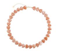 KELITCH Y2 Style Necklace Marble Pattern Glass Resin Heart Shaped Bead Necklace Friendship Couple Jewelry Gift, resin acrylic