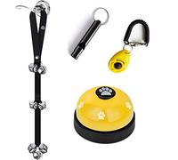 Kelivi Dog Bell for Puppy Potty Training, 4 Pack Dog Bells Toilet Training, Adjustable Length Dog Doorbell with Dog Training Clicker & Dog Whistle-Dog Training Bell Puppy and Cat Communication Device