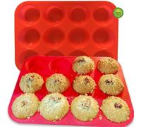 keliwa 12 Cup Silicone Muffin & Cupcake Baking Pan/Non - Stick/Dishwasher - Microwave Safe/21 FREE RECIPES