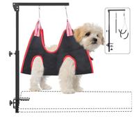 KELIXU Dog Grooming Arm with Clamps, Pet Grooming Table Arm with Hammock Harness &Two No Sit Haunch Holder, Adjustable Pet Grooming Supplies for Small/Medium Pets, Black