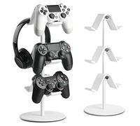 KELJUN Controller Holder White, Headset Holder,Great 3 Tier Controller Headphone Organizer for All Headsets Xbox ONE 360 Switch PS4 PS5 (Elegant White)