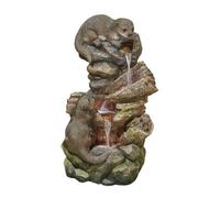 Easy Fountain Distinctive Otter Pools Water Fountain with LEDs Brown
