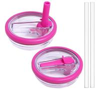 Kellegour 2 Pcs Stanley Cup Lid,40 Oz Tumbler Flip Straw Lid Replacement Fit,Spill Proof and Splash Resistant Lids,40 Oz Tumbler Lids with 2 Straws,for Stanley Cup Accessories(Pink)