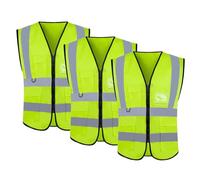 Kellegour 3 PCS Security High Visibility Vests,High Visibility Reflective Vest,Hi Viz Safety Jackets with Zipper,Hi Viz Vests,Breathable Hi Vis Running Vest,Hi Vis Vest For Walking Cycling Jogging