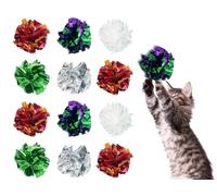 Kellegour 30 x Interactive Crunchy Balls for Cats, 6 cm Toy Balls for Cats, Crinkle Ball with Sound Kitten Toy, for Kittens and Adults, Random Colour