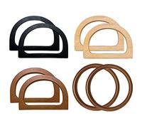 Kellegour 8 Pcs Wooden Handbag Handles,Replacement Handbag Handles,D Shape Handbag Purse Handle and Round Wooden Purse Handles,Handmade Bag Handle for DIY Handmade Beach Bag Handbags Straw Bag Wallet