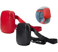 Kellegour Leg Bag, 2 Pieces Adjustable Thigh Bag, Mobile Phone Leg Bag, Women's Thigh Bag, Motorcycle, with Removable Leg Strap, Belt Bag for Motorcycle, Bicycle, Hiking, Running (Black/Red)
