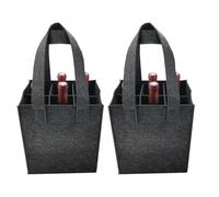 Kellegour Pack of 2 Bottle Bags with 6 Compartments, Felt Bag, Wine Bottle Bag, Reusable Bottle Carrier Felt for Party, Travel, Picnic (Black), black, Bottle bag