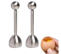 Kellegour Pack of 2 Egg Openers, Stainless Steel, Egg Topper, Stainless Steel Egg Cutter, Egg Opener with Ball, Stainless Steel Egg Topper and Egg Opener for Hard and Soft Eggs, Hard Boiled Eggs