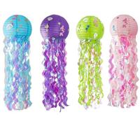 Kellegour Pack of 4 Jellyfish Paper Lanterns, Decoration, Jellyfish Paper Lanterns, Mermaid Birthday Decoration Paper Lantern for Party Decoration, Shopping Mall Events, 30 x 90 cm