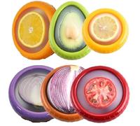 Kellegour Pack of 6 Fruit Vegetable Savers, Fruit Storage Box Made of Silicone, Reusable Fridge Storage Box for Onion, Tomato, Lemon, Pear, Vegetables
