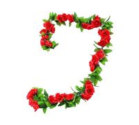 Kellegour Rose Garland Red,2 Pcs Red Artificial Flower Garlands,2.3m Artificial Rose Vines,Artificial Fake Rose Garland,9 Flowers Hanging Rose Garland,for Wall Decoration Wedding Garden Fences Party