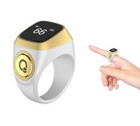 Kellegour Smart Tasbih Tally Counter Ring,Rechargeable Electronic Finger Counter,18mm Smart Ring Digital Tasbeeh Counter,Digital Electronic Tasbeeh Counters for Prayer with Vibration Reminder,White