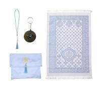 Kellegour Travel Prayer Rug Muslim,Foldable Prayer Mat for Muslims,Portable Prayer Carpet,Islam Prayer Carpet Mat,Soft Islamic Prayer Rug with Bag and Compas,Beads, Ramadan Gift (Sky Blue)