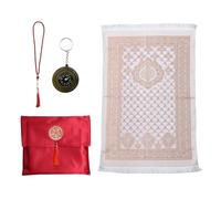 Kellegour Travel Prayer Rug Muslim,Foldable Prayer Mat for Muslims,Portable Prayer Carpet,Islam Prayer Carpet Mat,Soft Islamic Prayer Rug with Bag and Compas,Beads, Ramadan Gift (Red)