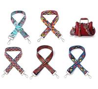 Kellegour Wide Shoulder Strap 5-Piece Set - 3.8cm Adjustable Crossbody Replacement for Canvas and Universal Handbags - Colorful